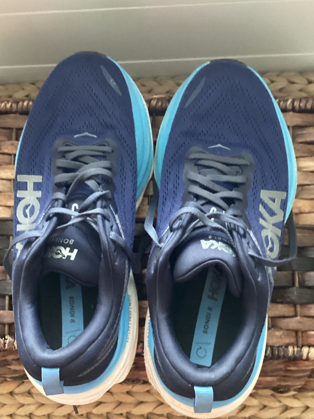 Hoka Men's Navy and Light Blue Cushioned Running Shoes - Picture 4 of 11